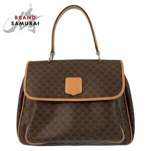 Celine Macadam Handbag Brown Leather